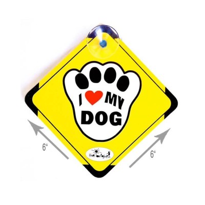 Vacky Pet Car Signs with Caption I Love My Dog - (6X6) Inch 
